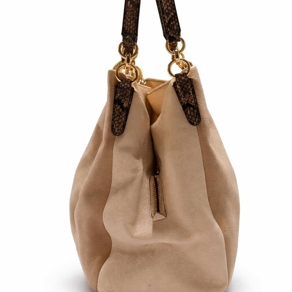 Coach Classic Taupe Leather Shoulder Bag with Black Handles - Picture 3 of 11